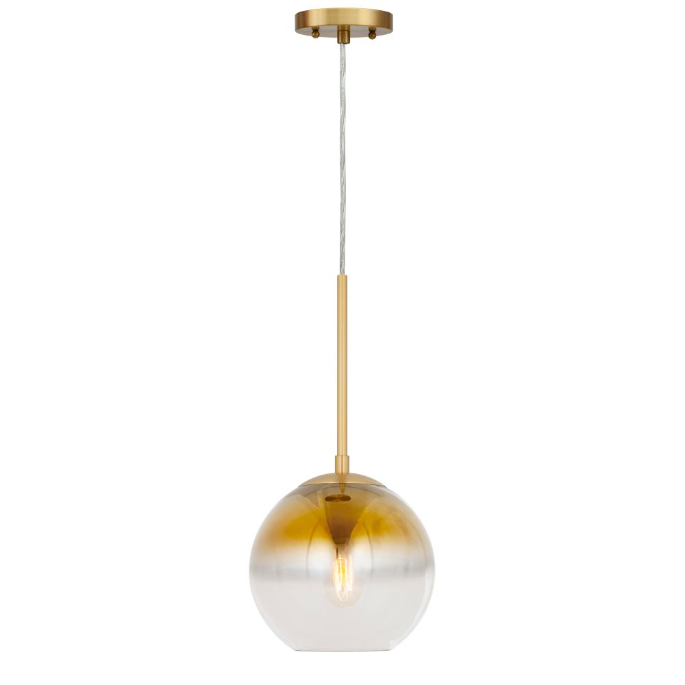 Forte Lighting 2761-01-12 1-Light Soft Gold Pendant with Soft Gold Ombre Globe Glass Shade