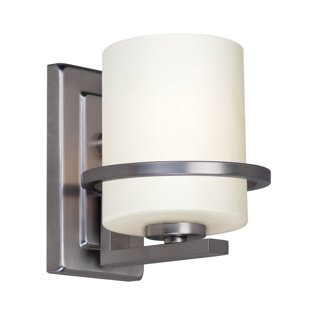 Forte Lighting 2766-01-55 1-Light Brushed Nickel Wall Bracket with Satin Opal Glass