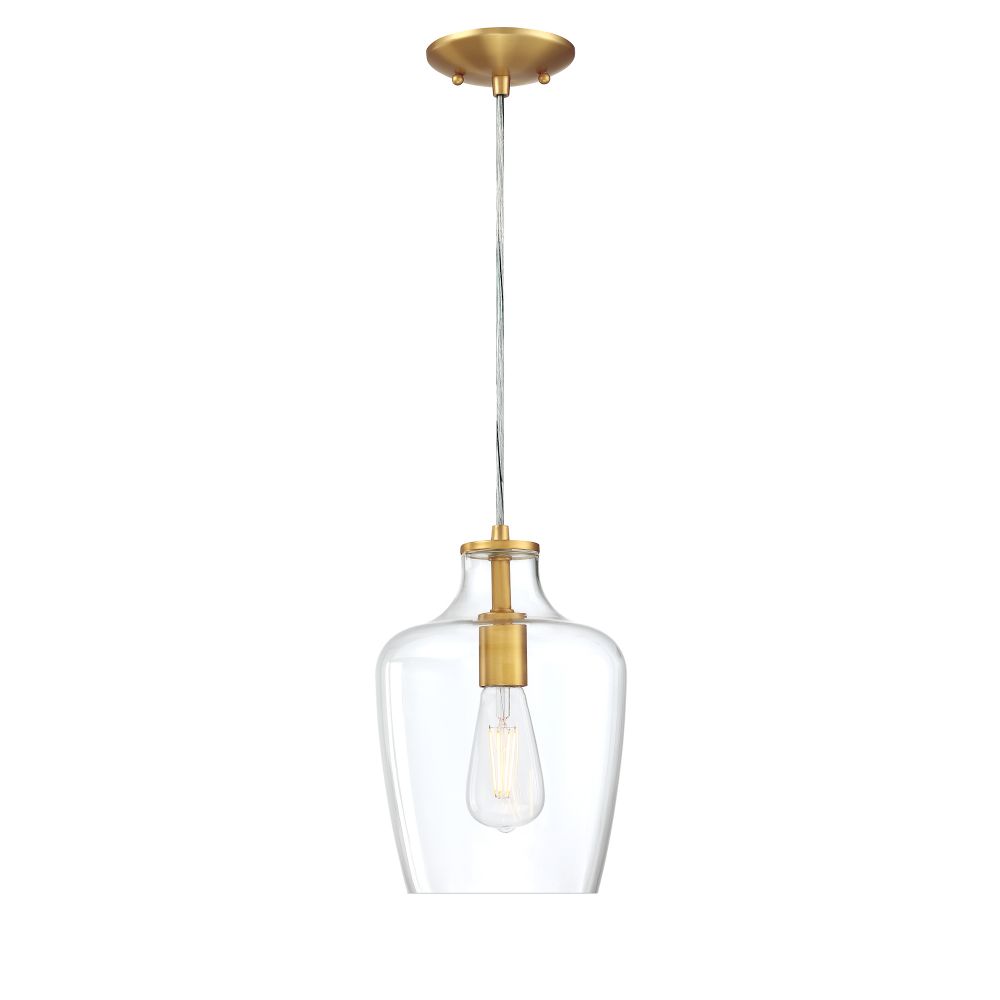 Forte Lighting 2779-01-12 Milo 1-Light Soft Gold Pendant with Clear Glass