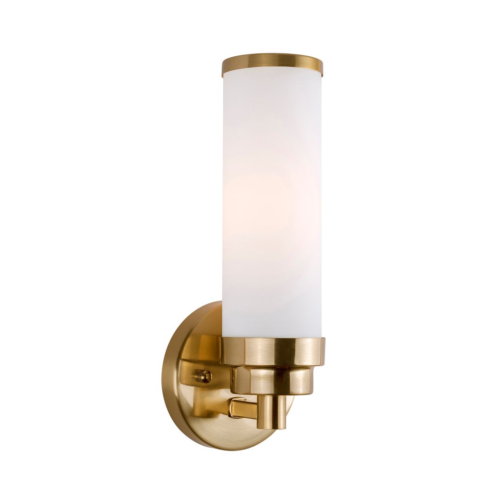 Forte Lighting 5064-01-12 1-Light Soft Gold ADA Compliant Wall Sconce with Satin Opal Glass