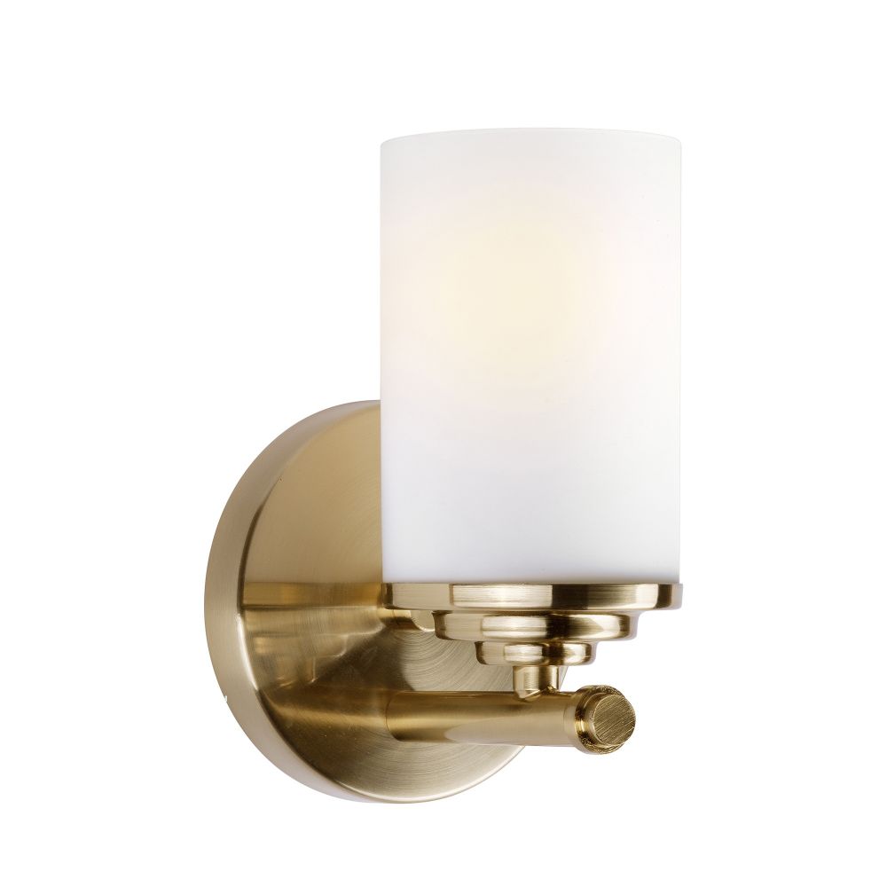 Forte Lighting 5105-01-12 1-Light Soft Gold Wall Sconce with Satin Opal Glass