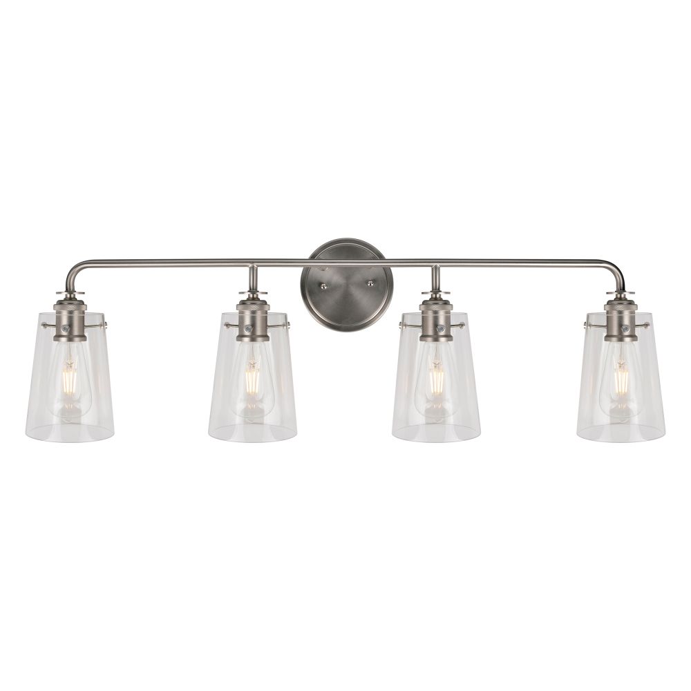 Forte Lighting 5118-04-55 4-Light Brushed Nickel Bath Light with Clear Glass