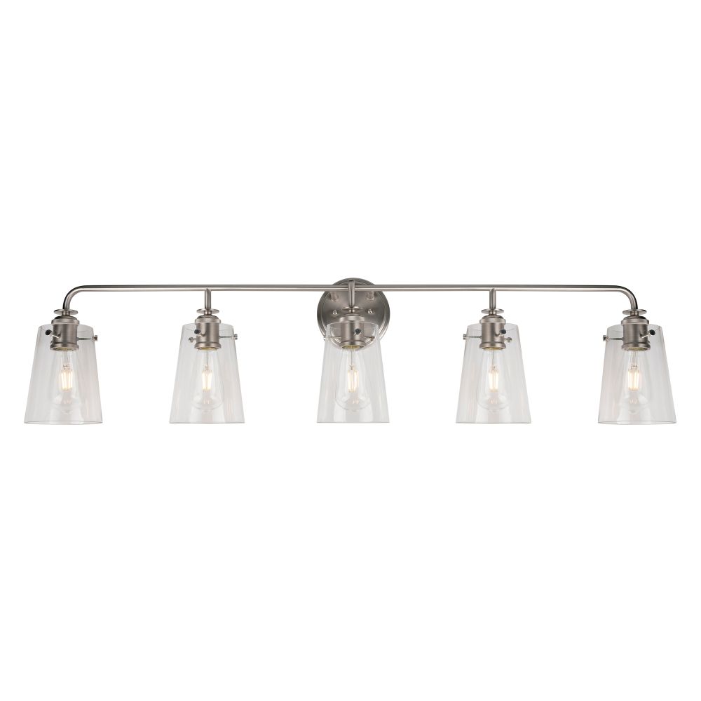 Forte Lighting 5118-05-55 5-Light Brushed Nickel Bath Light with Clear Glass