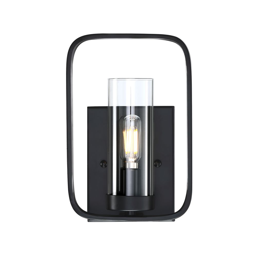 Forte Lighting 5197-01-04 Kineo 1-Light Black ADA Compliant Sconce with Clear Glass