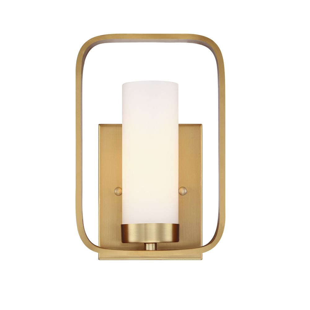 Forte Lighting 5197-01-12 Kineo 1-Light Soft Gold ADA Compliant Sconce with Satin Opal Glass