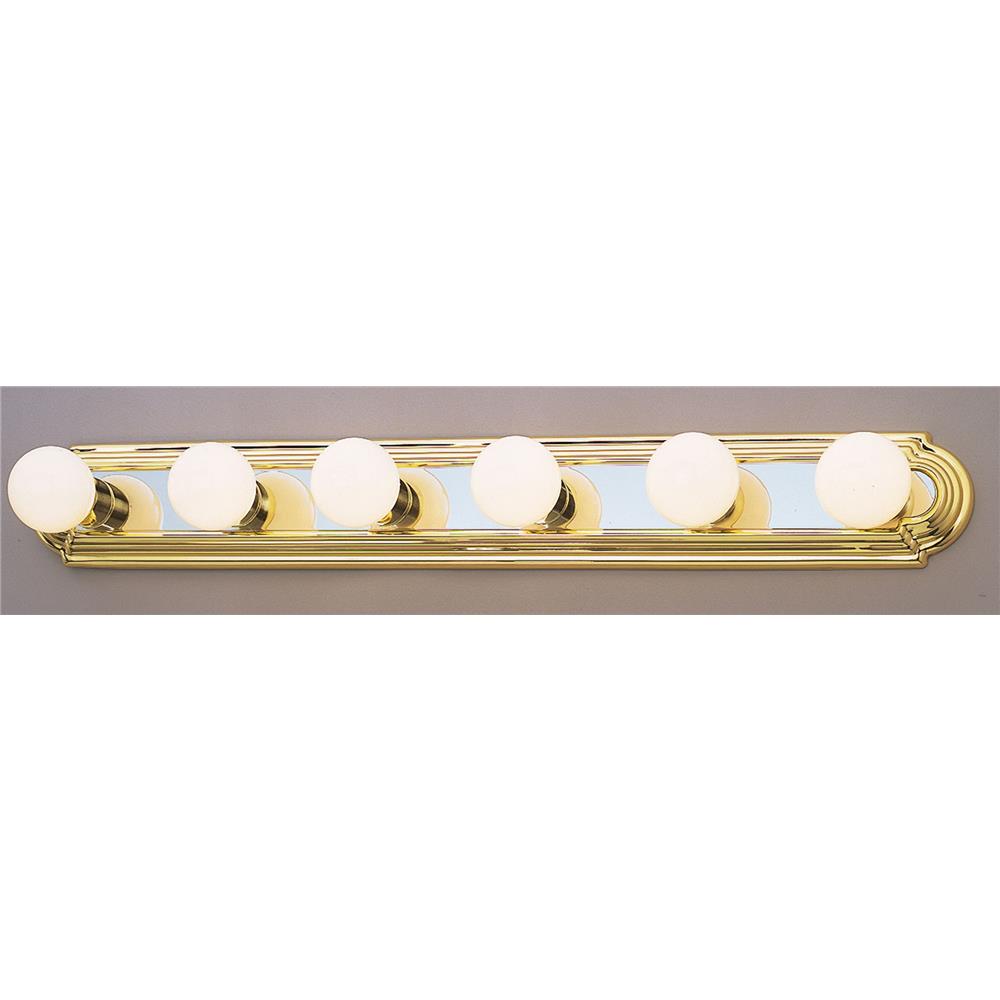 Forte Lighting 5245-06-25 6 LT Bath strip in Polished Brass/Chrome