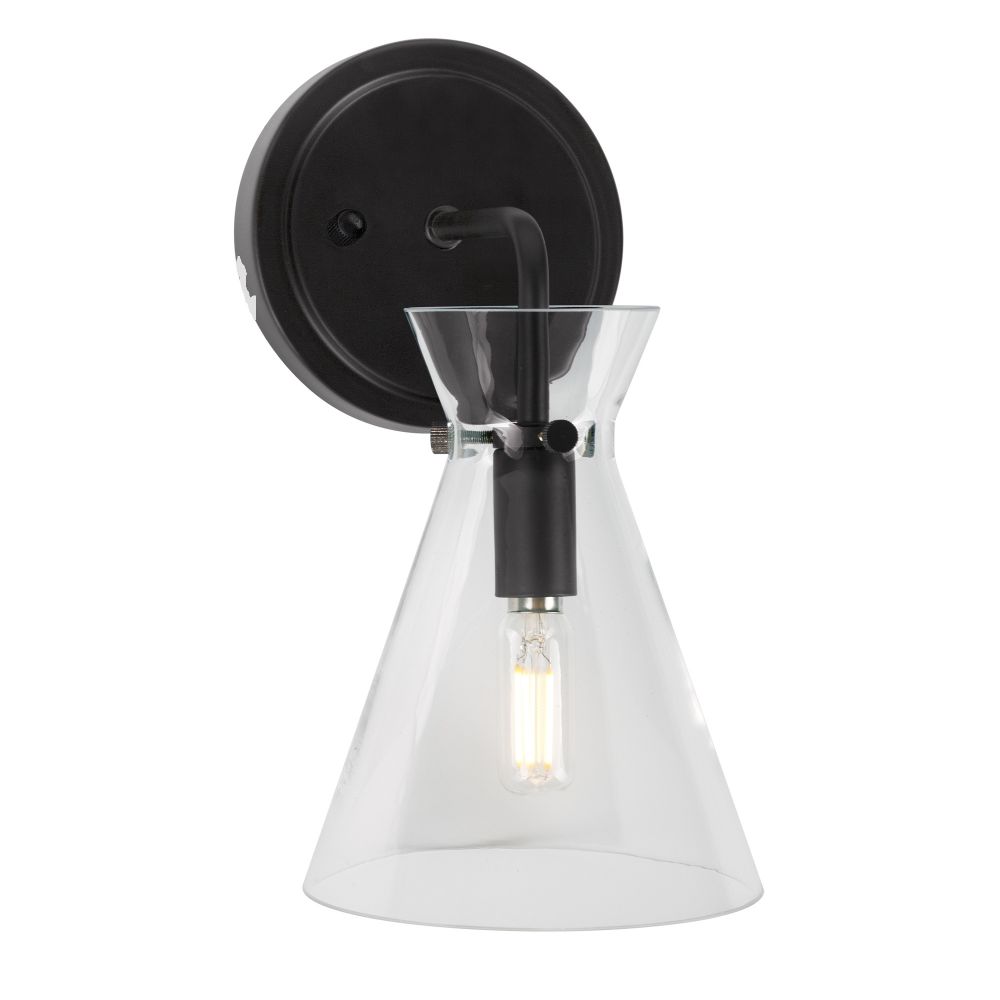 Forte Lighting 5733-01-04 1-Light Black Wall Sconce with Clear Glass