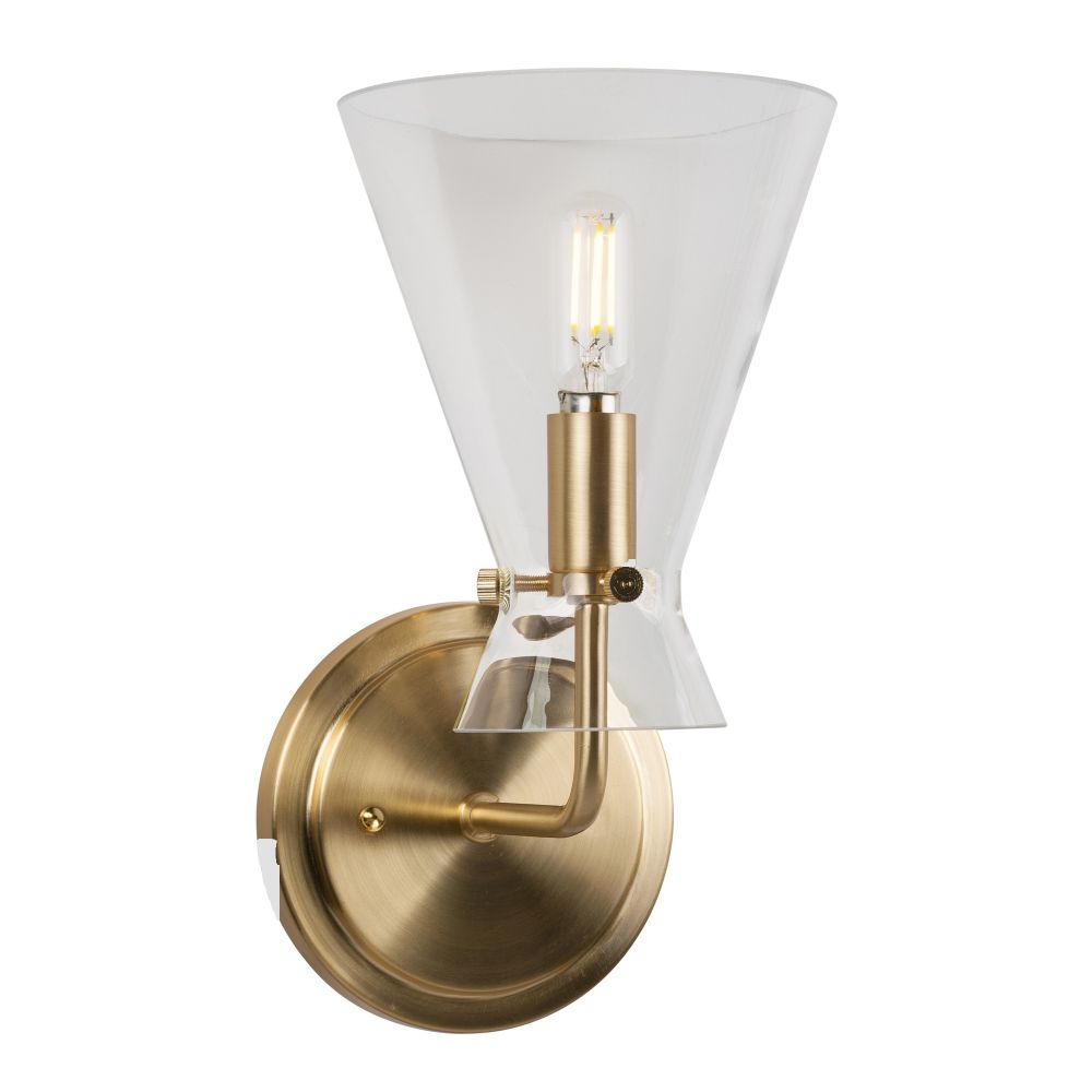 Forte Lighting 5733-01-12 1-Light Soft Gold Wall Sconce with Clear Glass
