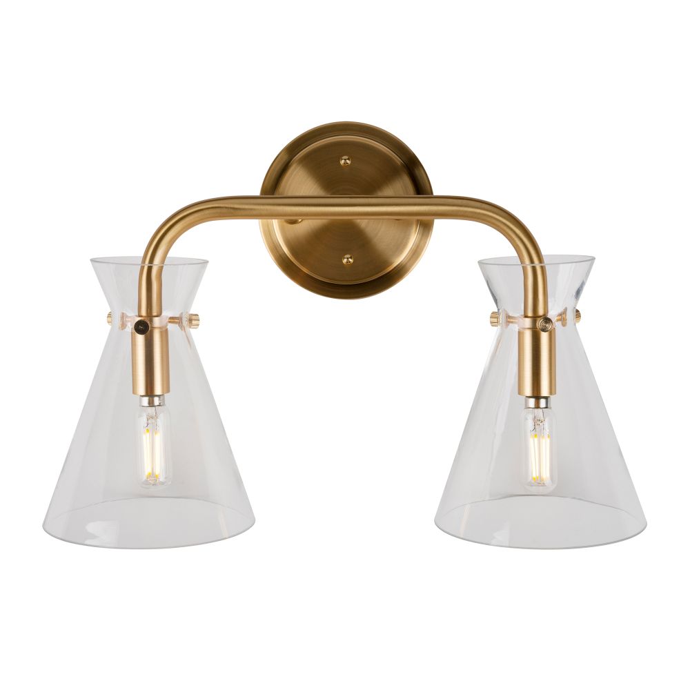 Forte Lighting 5733-02-12 2-Light Soft Gold Bath Vanity Light with Clear Glass