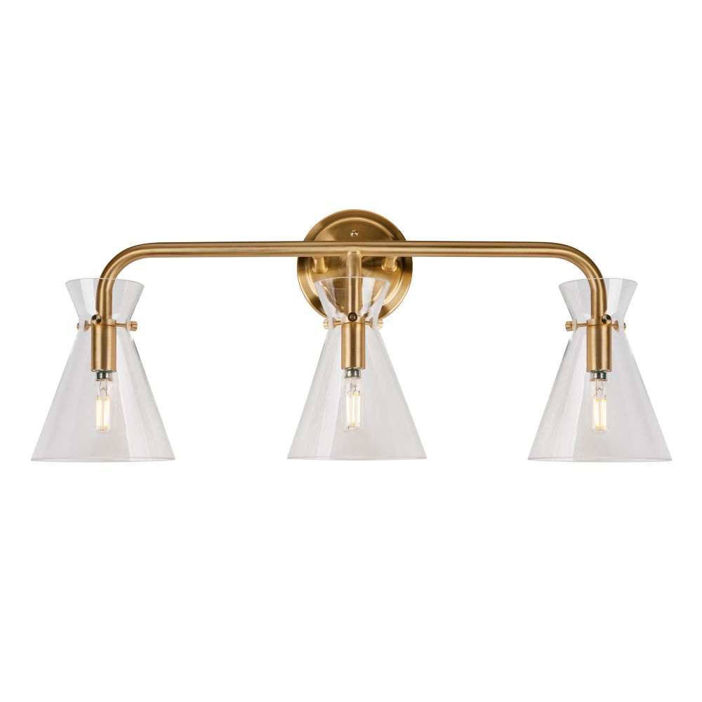 Forte Lighting 5733-03-12 3-Light Soft Gold Bath Vanity Light with Clear Glass