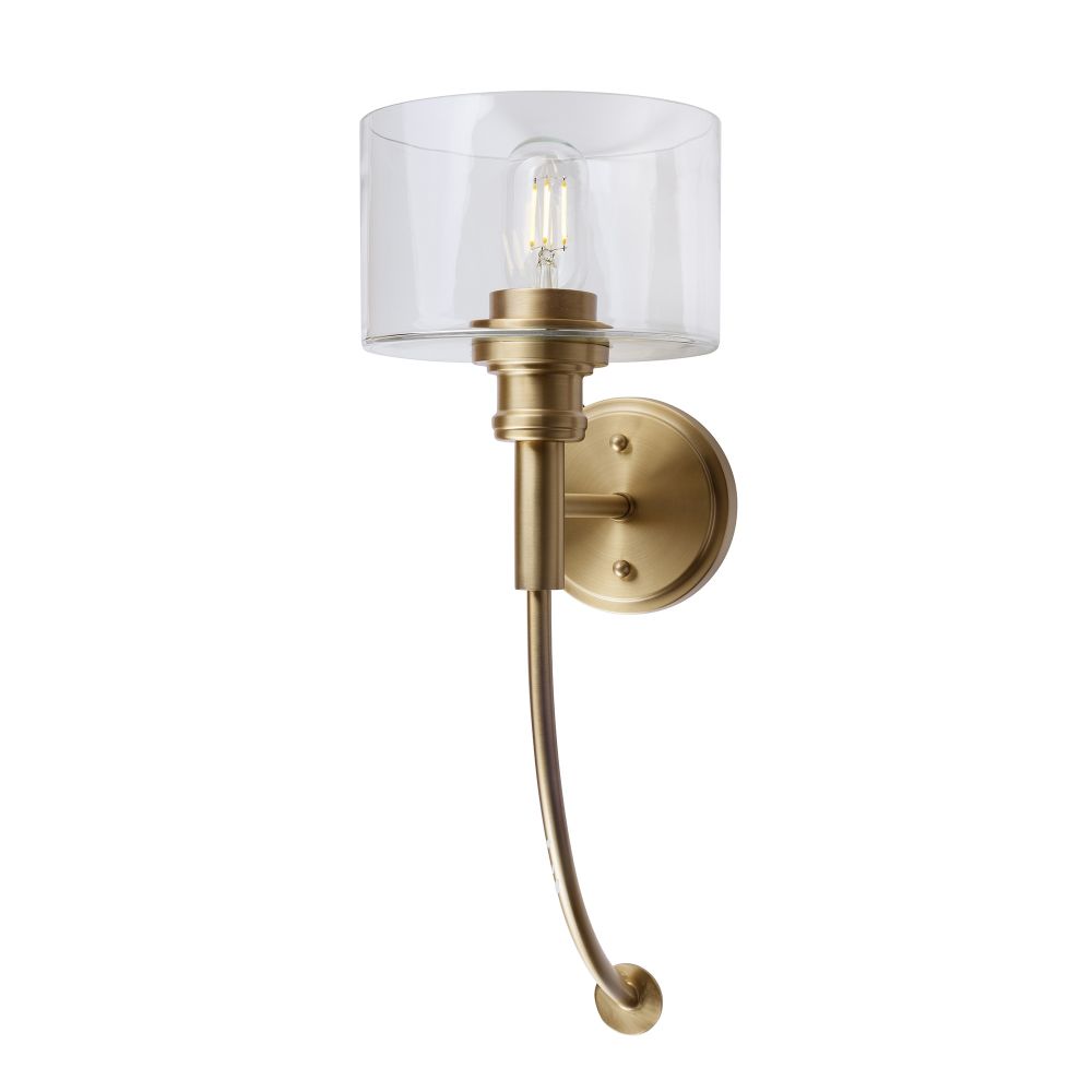 Forte Lighting 5748-01-12 1-Light Soft Gold Wall Sconce with Clear Glass