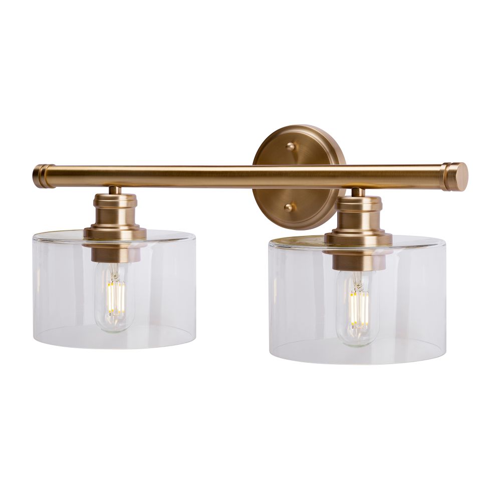 Forte Lighting 5748-02-12 2-Light Soft Gold Bath Light with Clear Glass