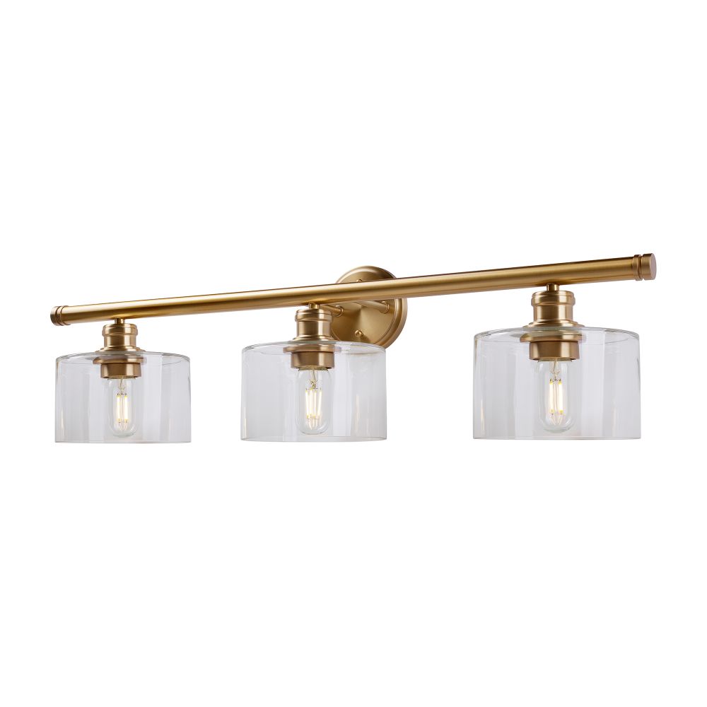 Forte Lighting 5748-03-12 3-Light Soft Gold Bath Light with Clear Glass