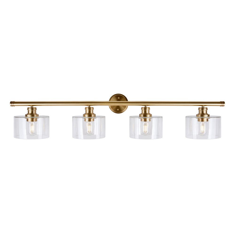 Forte Lighting 5748-04-12 4-Light Soft Gold Bath Light with Clear Glass