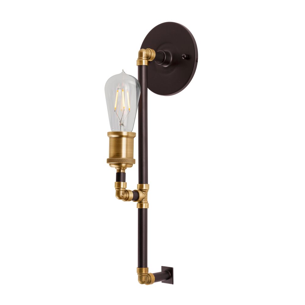 Forte Lighting 7116-01-51 1-Light Black and Antique Brass Wall Sconce