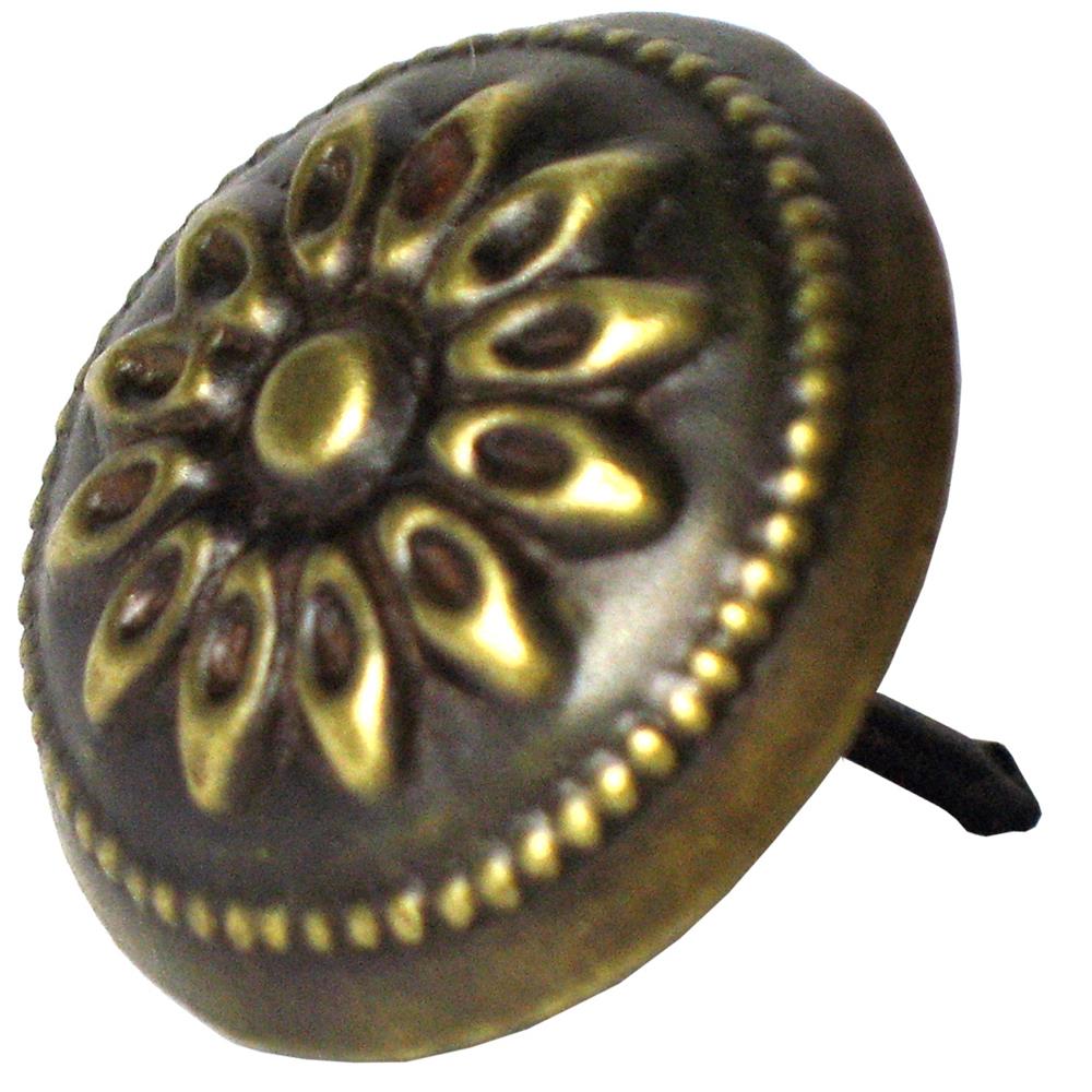 Gado Gado HCL1260 Round carved floral brass clavo