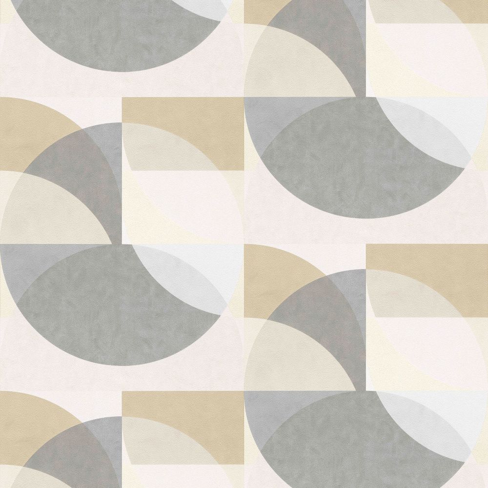 Galerie 10150-02 Geometric Circle Graphic Wallpaper in Mustard Grey Beige