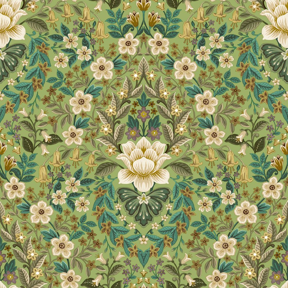 Galerie 18517 Floral Damask Wallpaper in Green