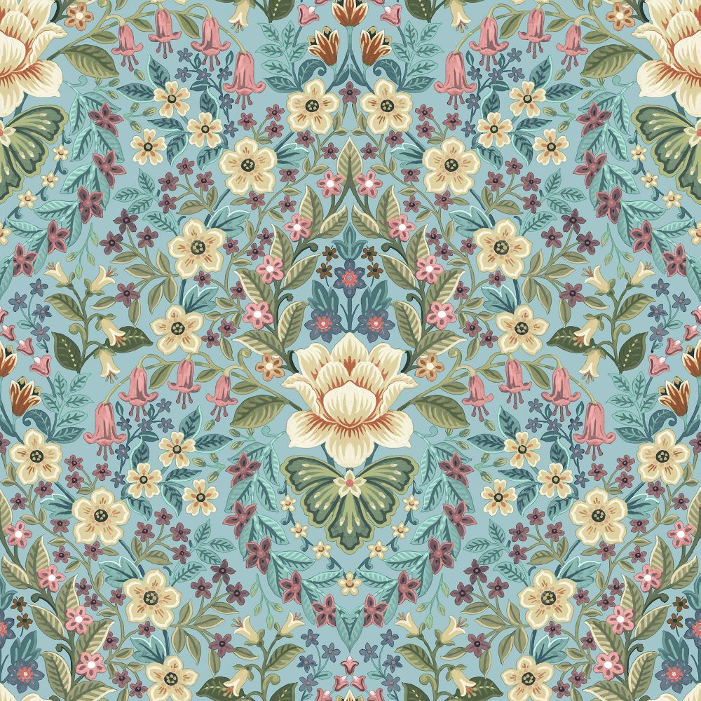 Galerie 18518 Floral Damask Wallpaper in Blue