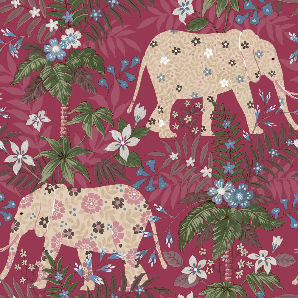 Galerie 18548 Elephant Wallpaper in Red