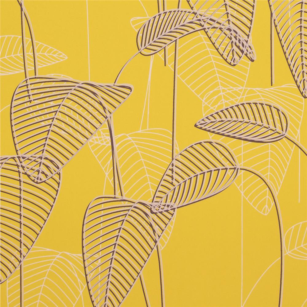 Galerie 219053 Stitch Yellow Leaf Wallpaper