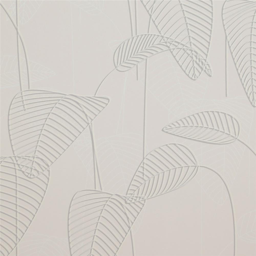 Galerie 219054 Stitch White Leaf Wallpaper