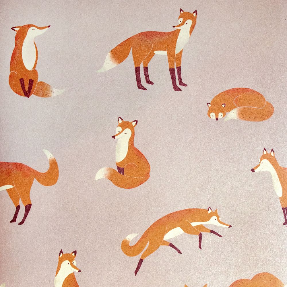Galerie 26840 Friendly Foxes Wallpaper in Rose