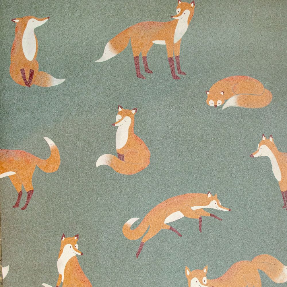 Galerie 26841 Friendly Foxes Wallpaper in Dark Green