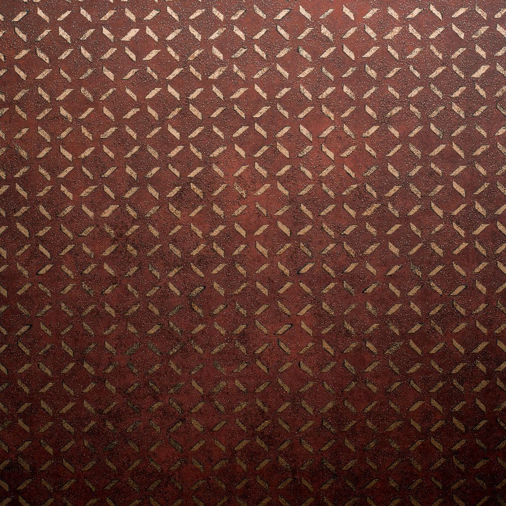 Galerie GH30049-23 Soho / Metal Drain Grid Wallpaper in Antique Red