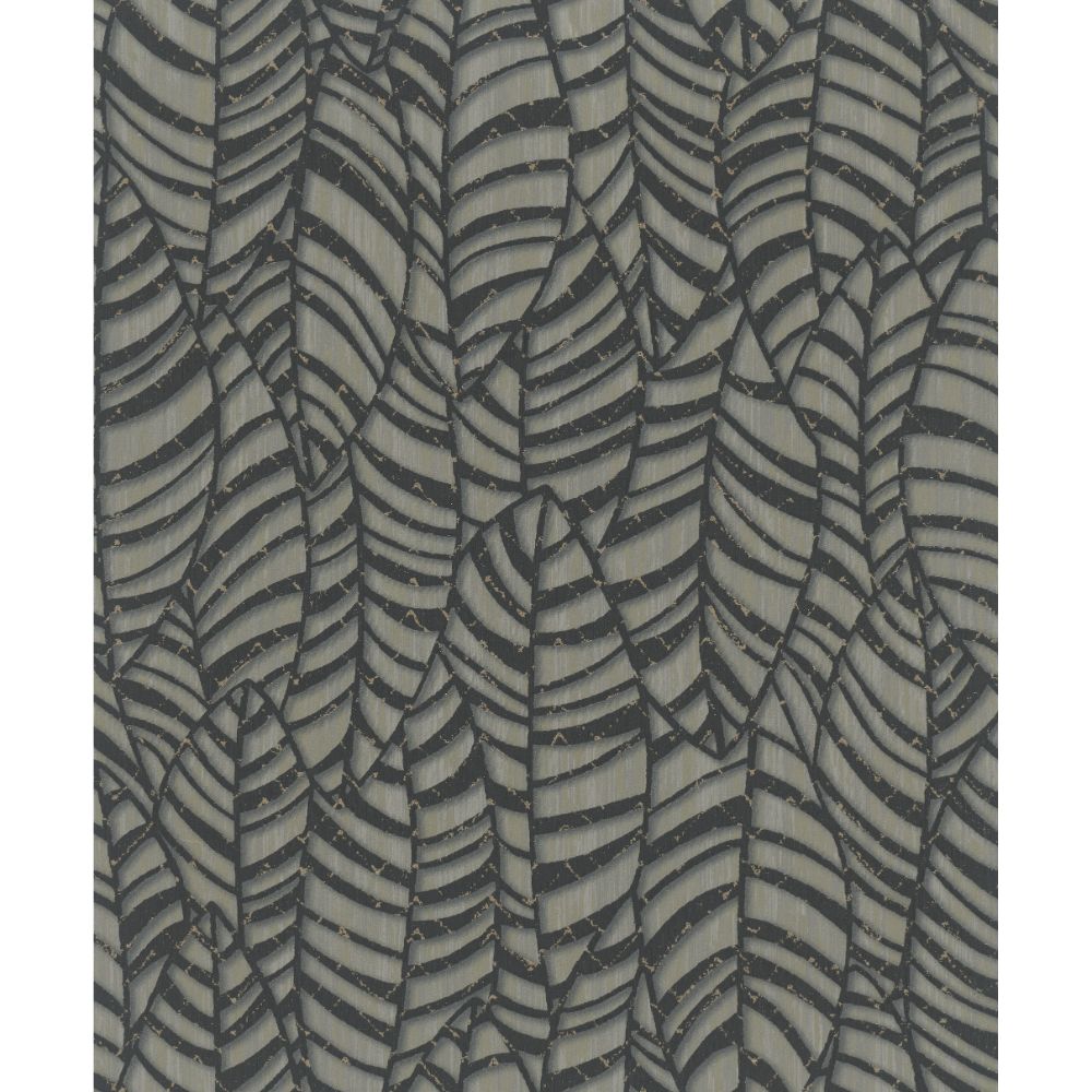 Galerie 32975 Leaves Wallpaper in Black, Brown