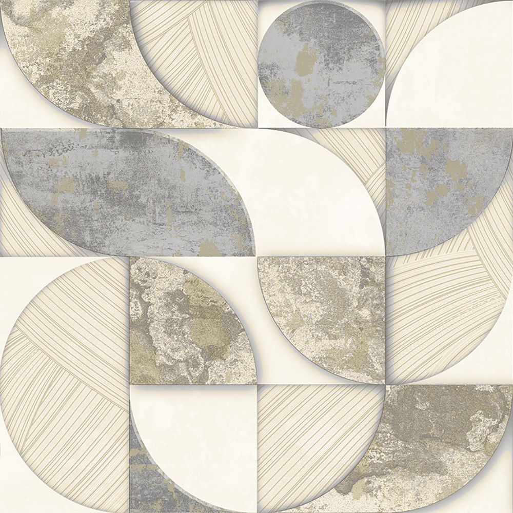 Galerie 49311 Geometrico Wallpaper in Cream, Beige, Silver