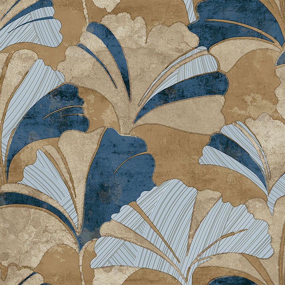 Galerie 49326 Ginko Wallpaper in Light Blue, Blue, Gold
