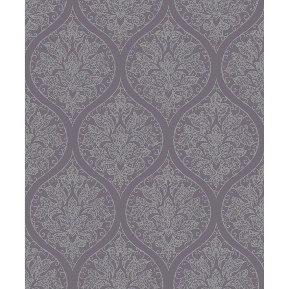 Galerie 7008 Emporium Ogee Wallpaper in Purple and Silver