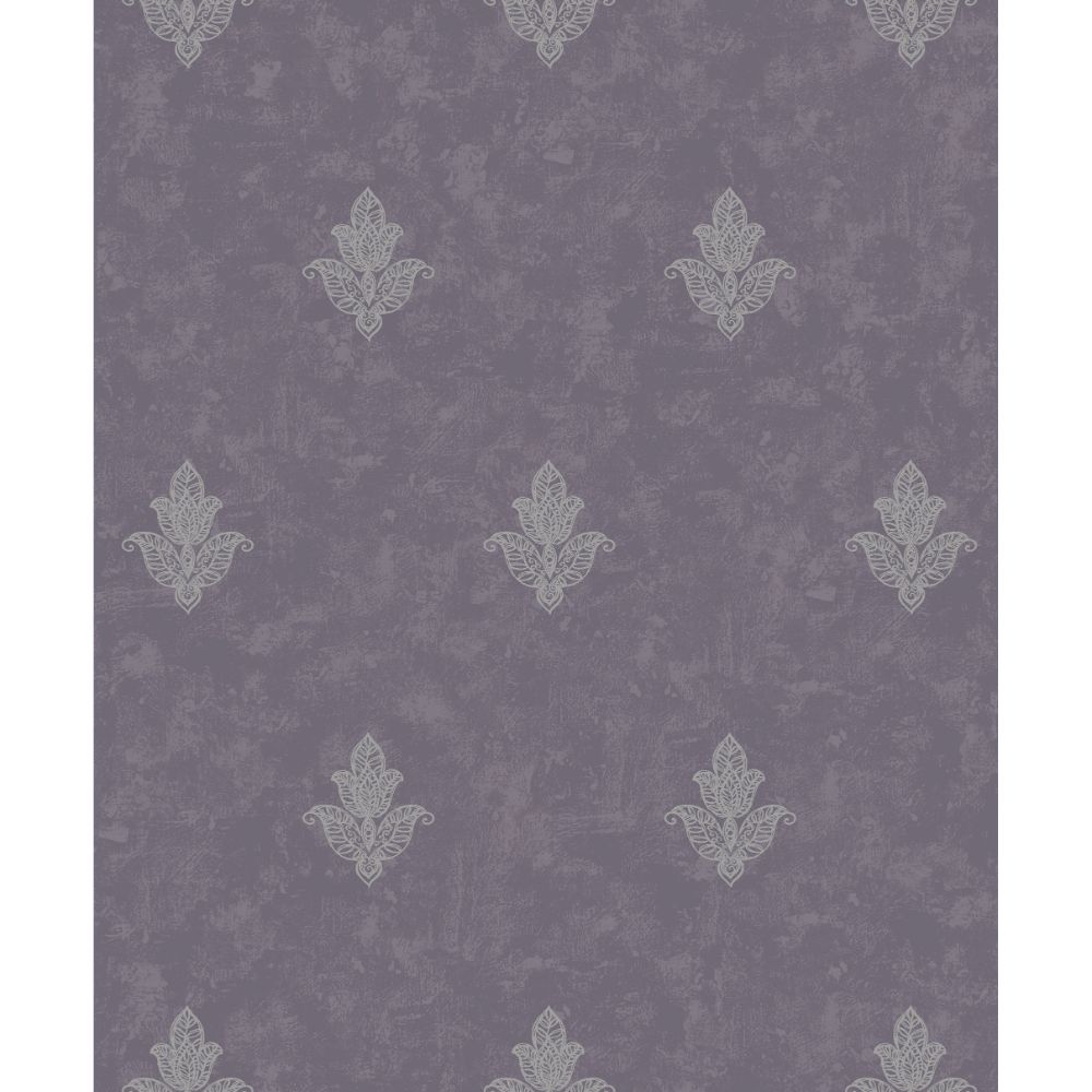 Galerie 7018 Mehndi Motif Wallpaper in Purple and Silver