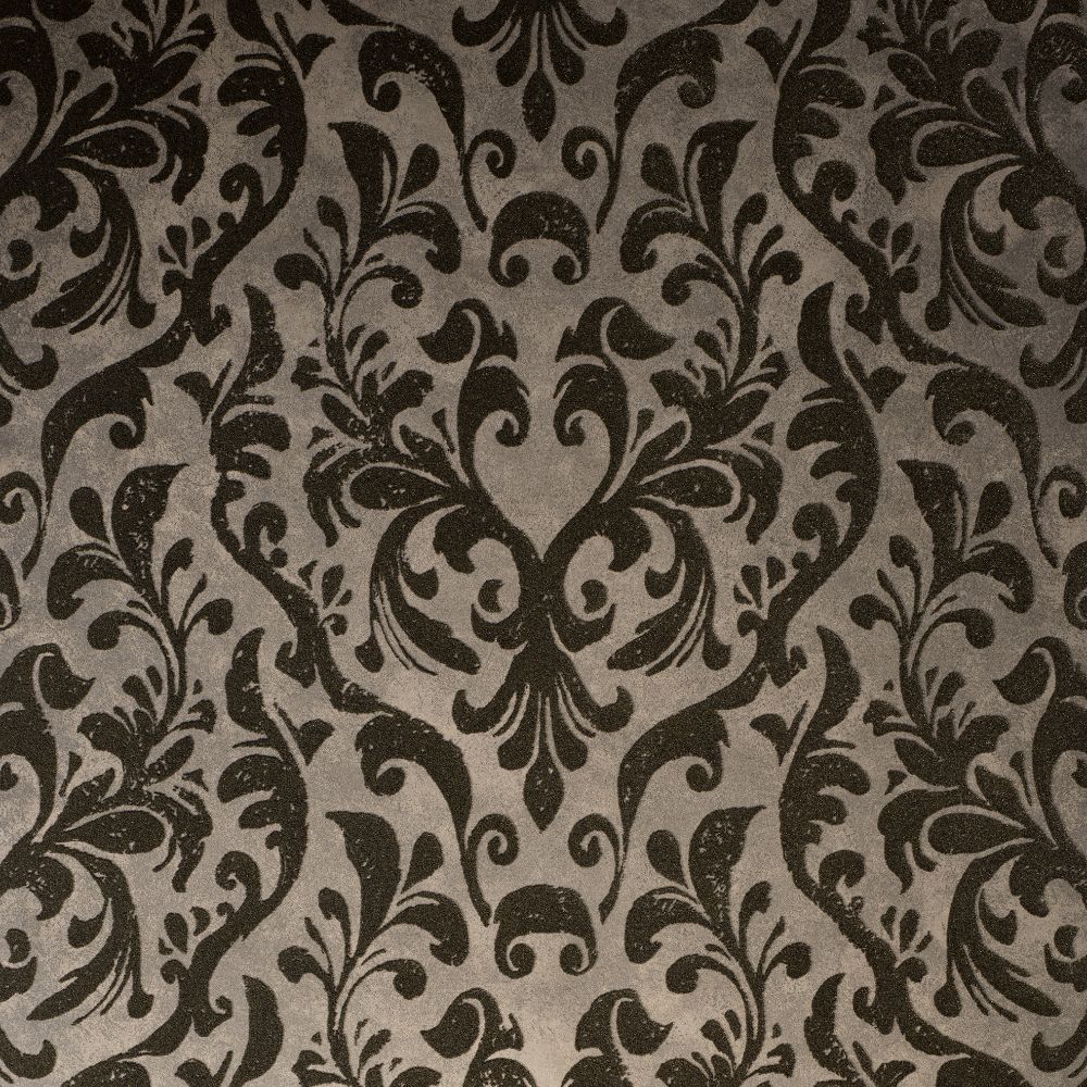 Galerie GH81253-23 Mayfair / Loft Damask Flock Wallpaper in Dark Brown