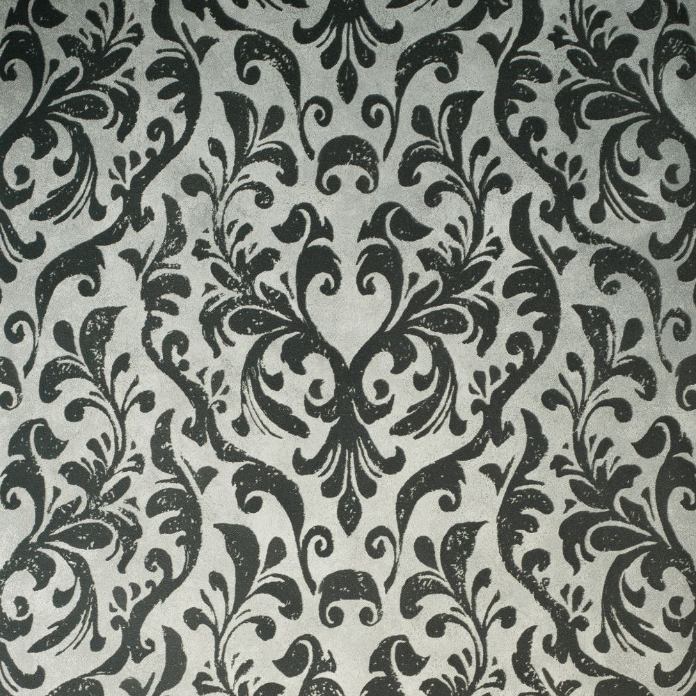Galerie GH81256-23 Mayfair / Loft Damask Flock Wallpaper in Stone Grey