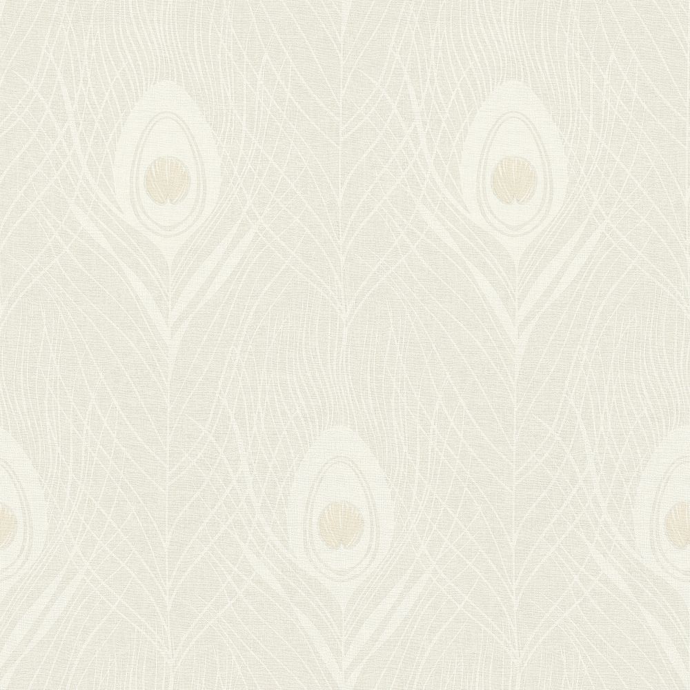 Galerie AC60003 Absolutely Chic Peacock Feather Motif Wallpaper in Beige/Grey/Metallic