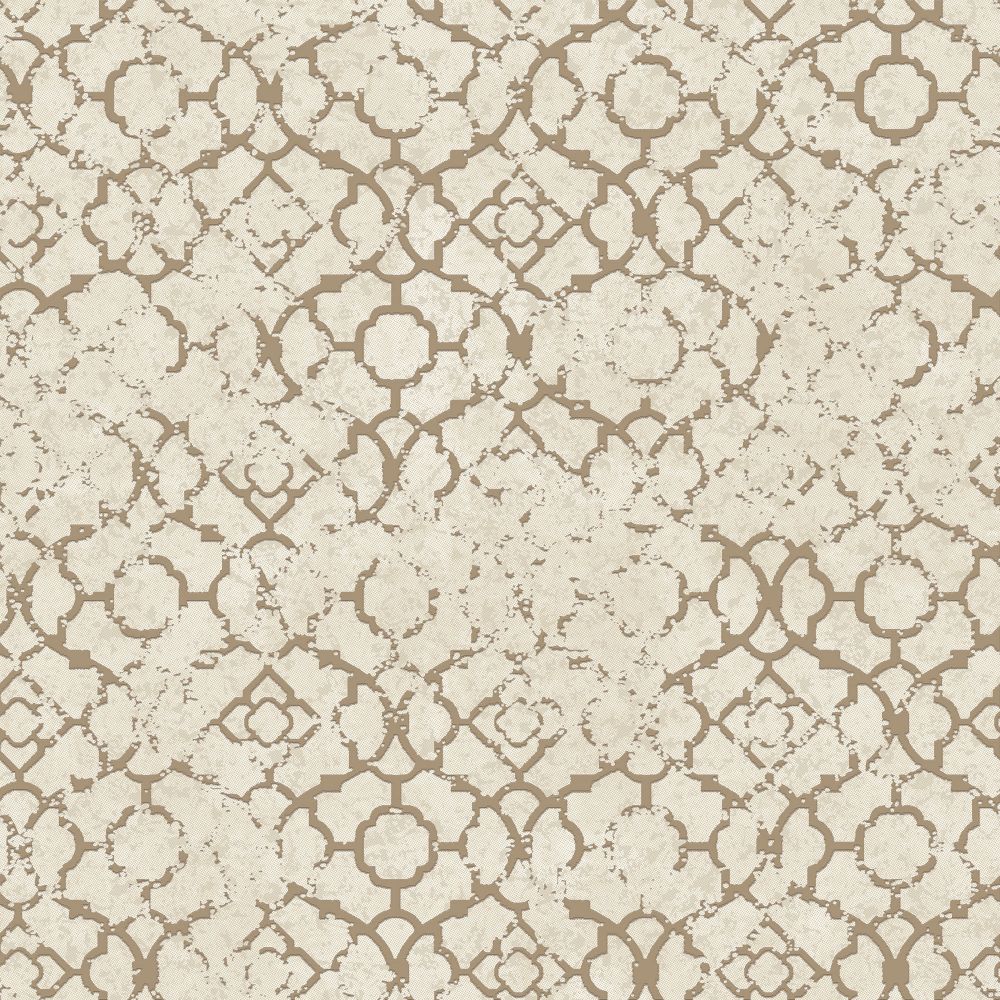 Galerie DWP0246 Aged Quatrefoil Wallpaper in Cream and Gold
