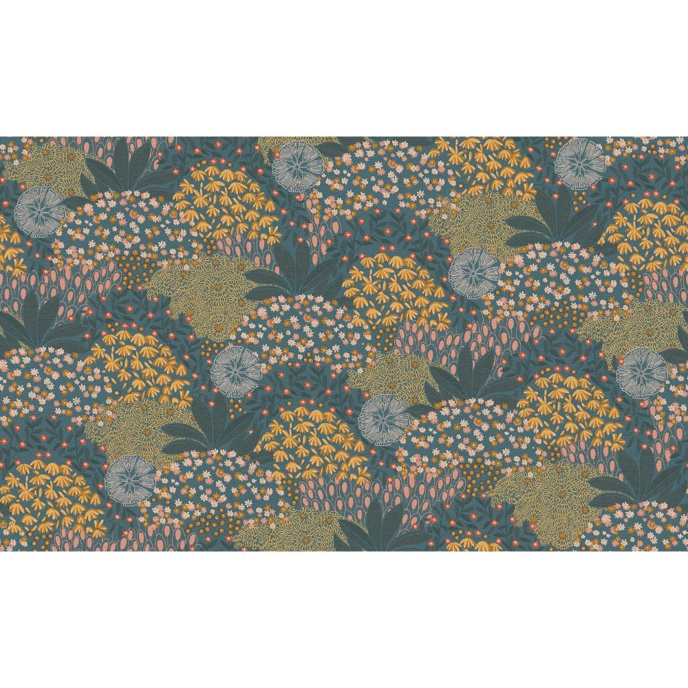  Galerie FS72008 Forest Bloom Motif Wallpaper in Turqouise/Yellow