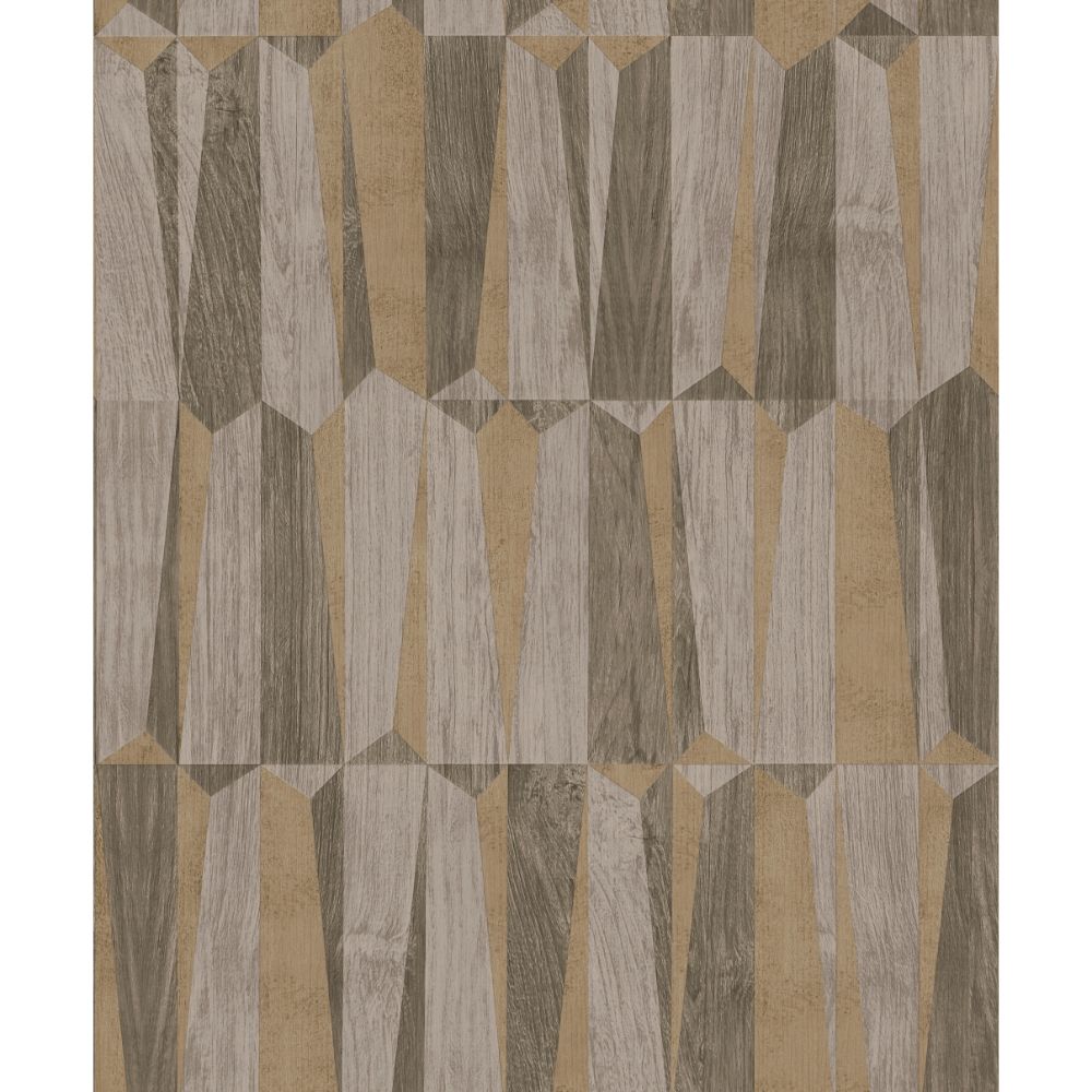  Galerie FS72017 Geo Point Wood Effect Motif Wallpaper in Brown/Grey