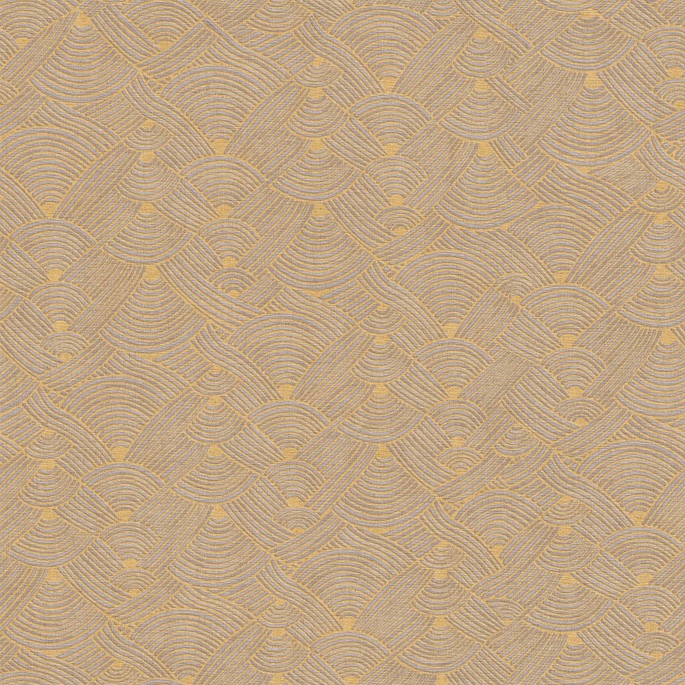  Galerie FS72033 Geo Swirl Motif Wallpaper in Grey/Yellow