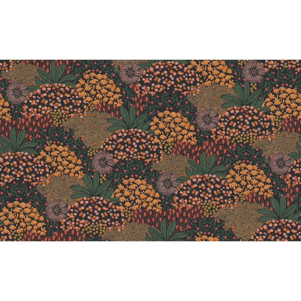  Galerie FS72040 Forest Bloom Motif Wallpaper in Orange/Green/Black