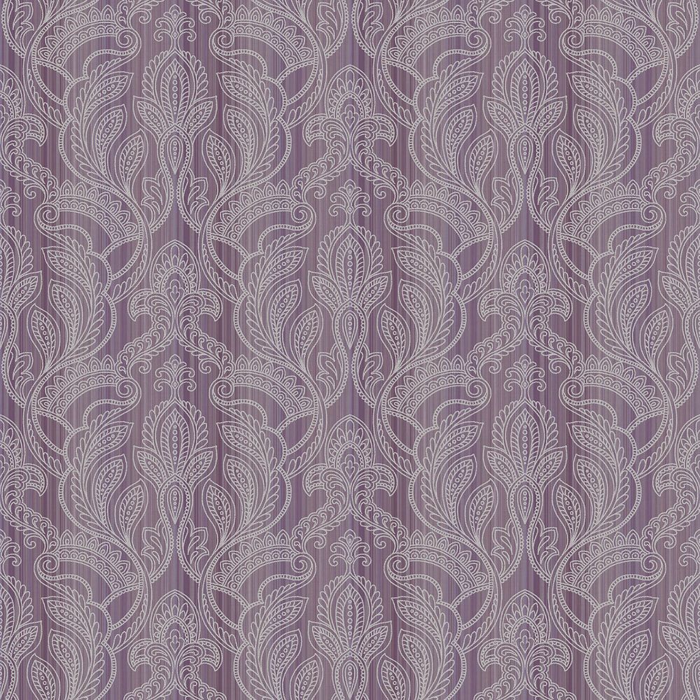 Galerie G34147 Damask,Stripe Wallpaper in Purple Lilac