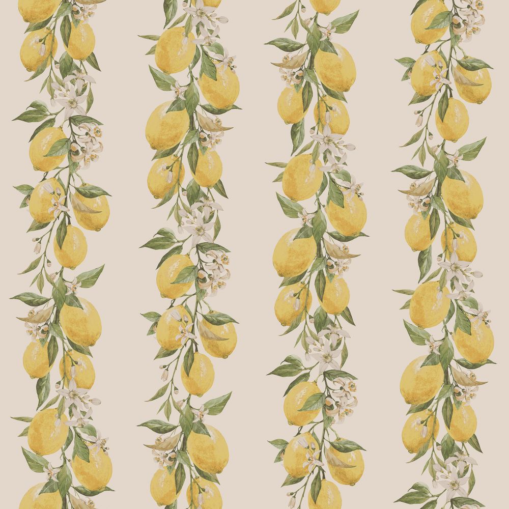 Galerie G45440 Lemon Stripe Wallpaper in Yellow Beige