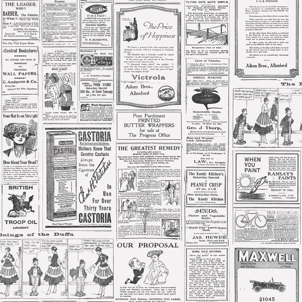 Galerie G45449 Newspaper Wallpaper in Black White