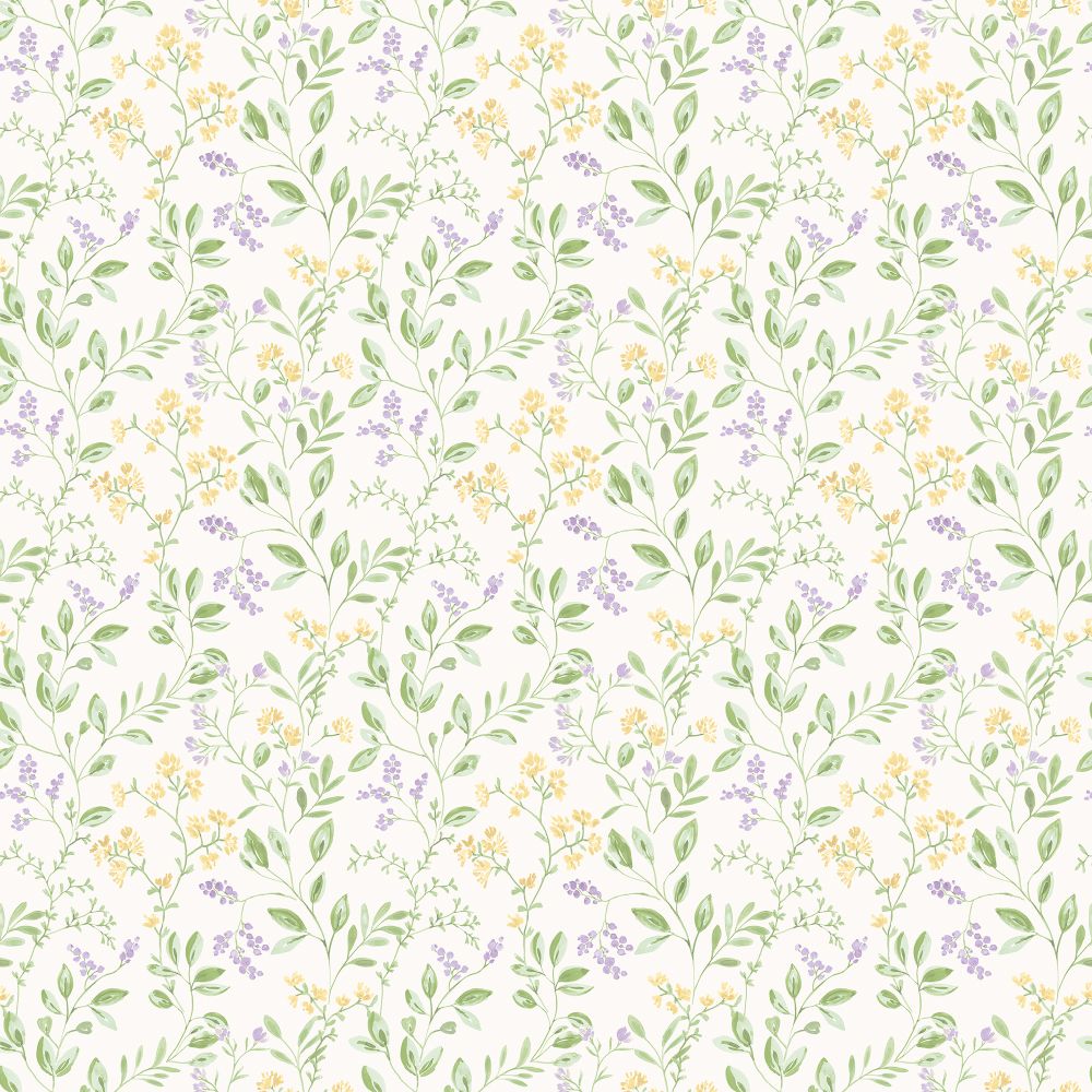 Galerie G45456 Spring leaf trail Wallpaper in Lilac Yellow Green