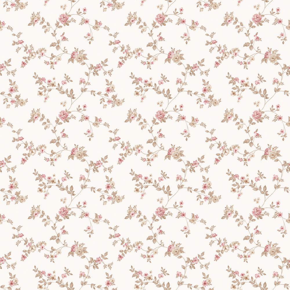 Galerie G56648 Delicate Floral Wallpaper in Cranberry, tan