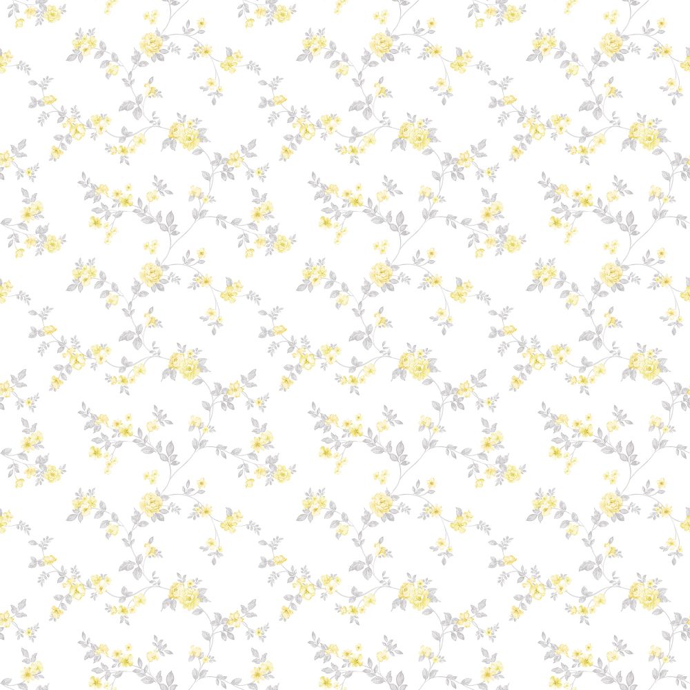 Galerie G56650 Delicate Floral Wallpaper in Yellow, grey