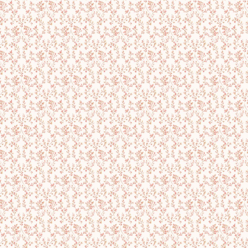 Galerie G56679 Ogee Floral Wallpaper in Cranberry, tan