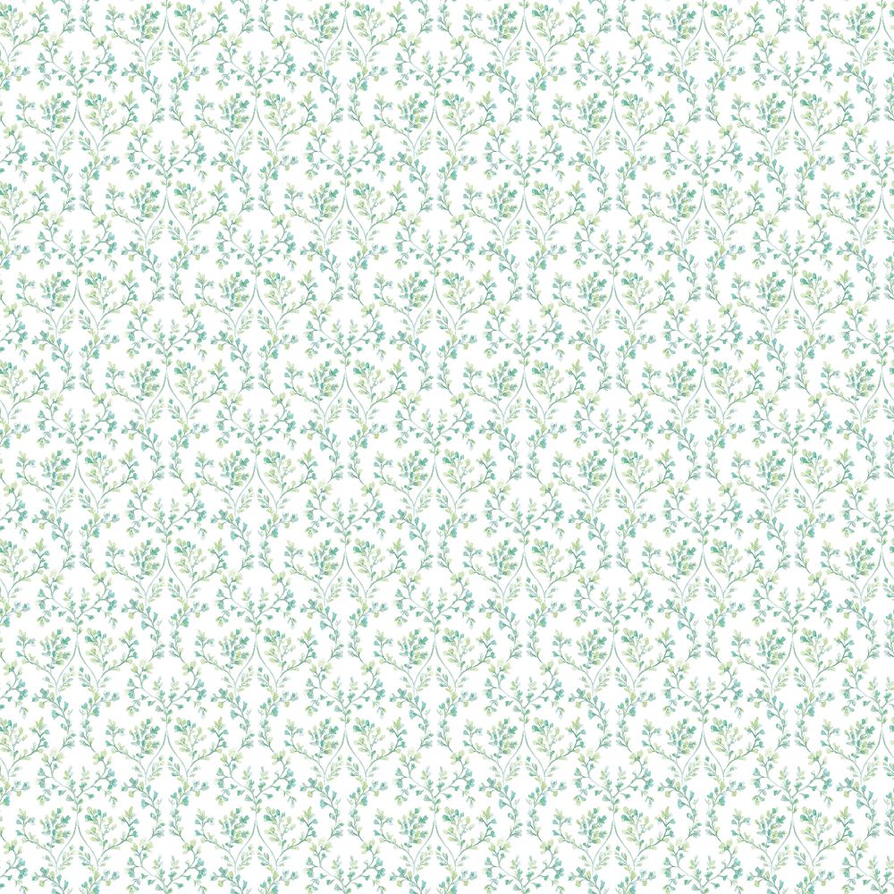 Galerie G56680 Ogee Floral Wallpaper in Emerald green, turquoise